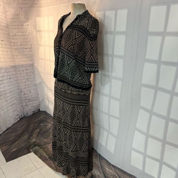 Brenda French vintage 2piece knit button down top and maxi skirt set - Picture 3 of 11